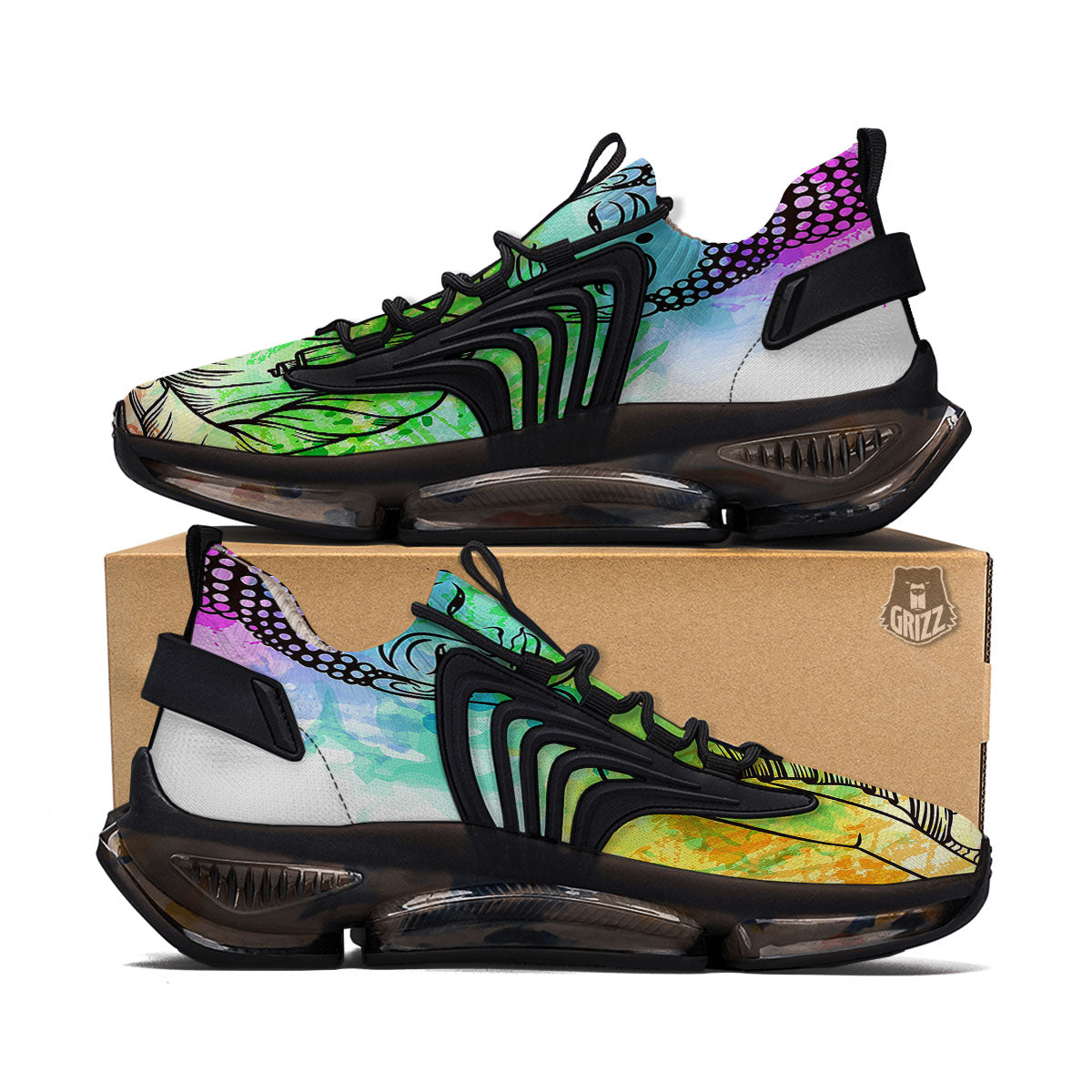 Buddha Reggae Print Black Gym Shoes-grizzshop
