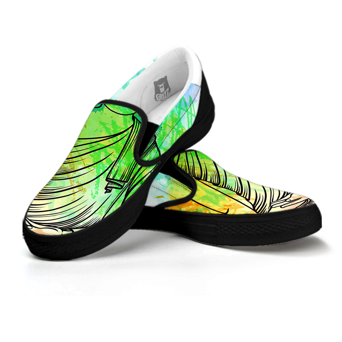 Buddha Reggae Print Black Slip On Shoes-grizzshop