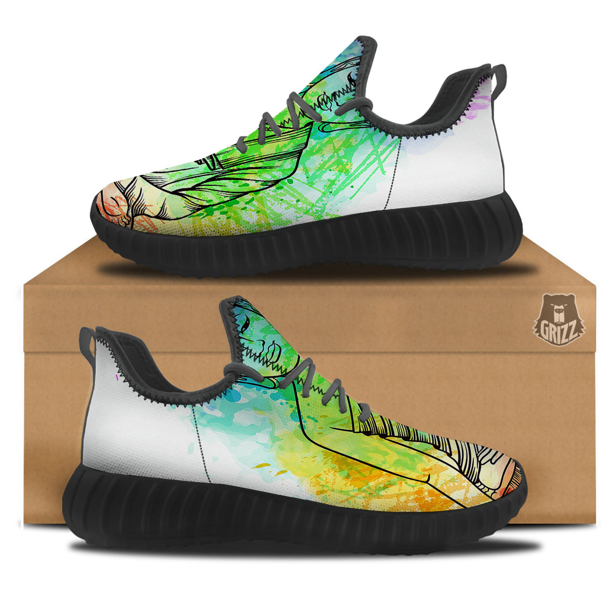 Buddha Reggae Print Black Walking Shoes-grizzshop