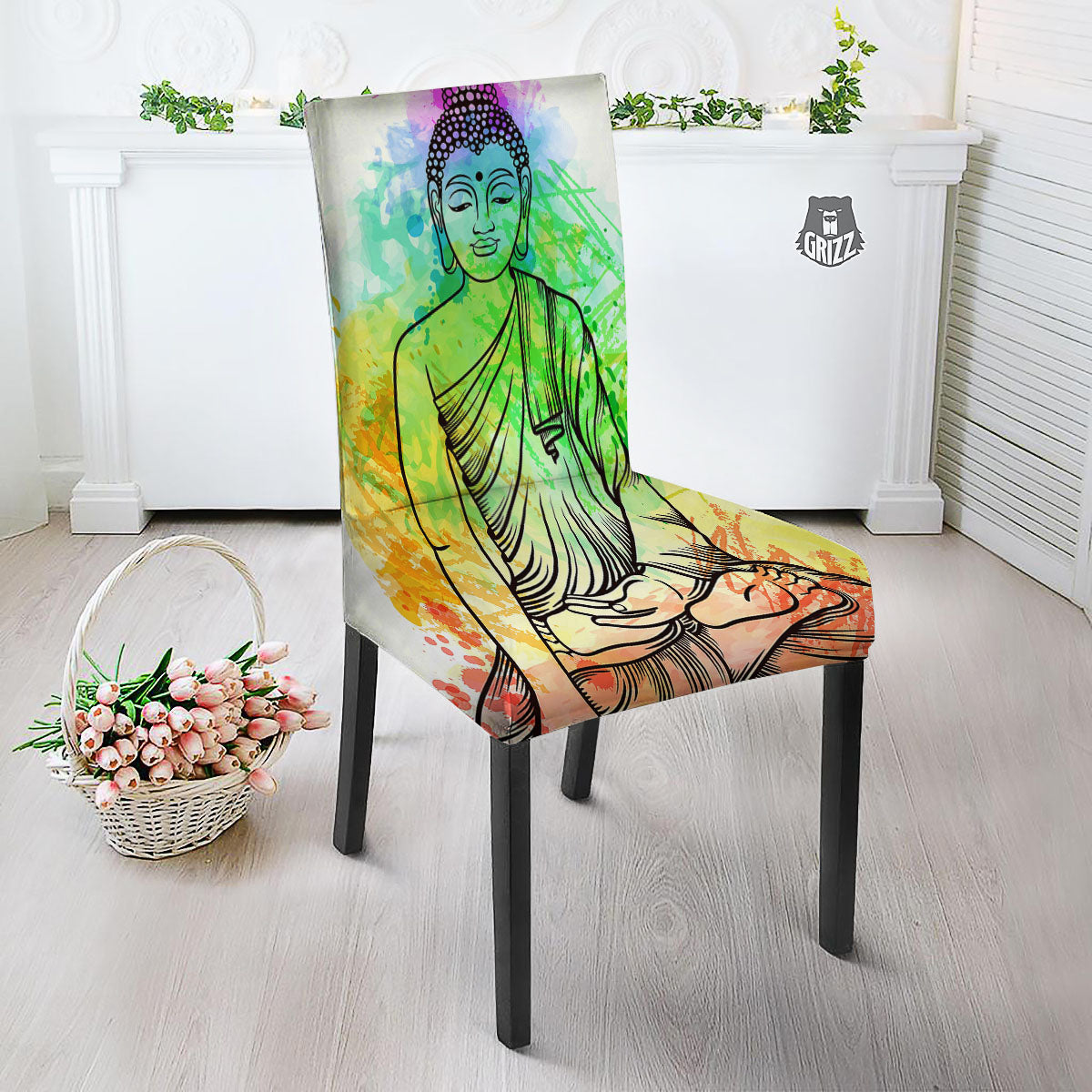 Buddha Reggae Print Dining Chair Slipcover-grizzshop