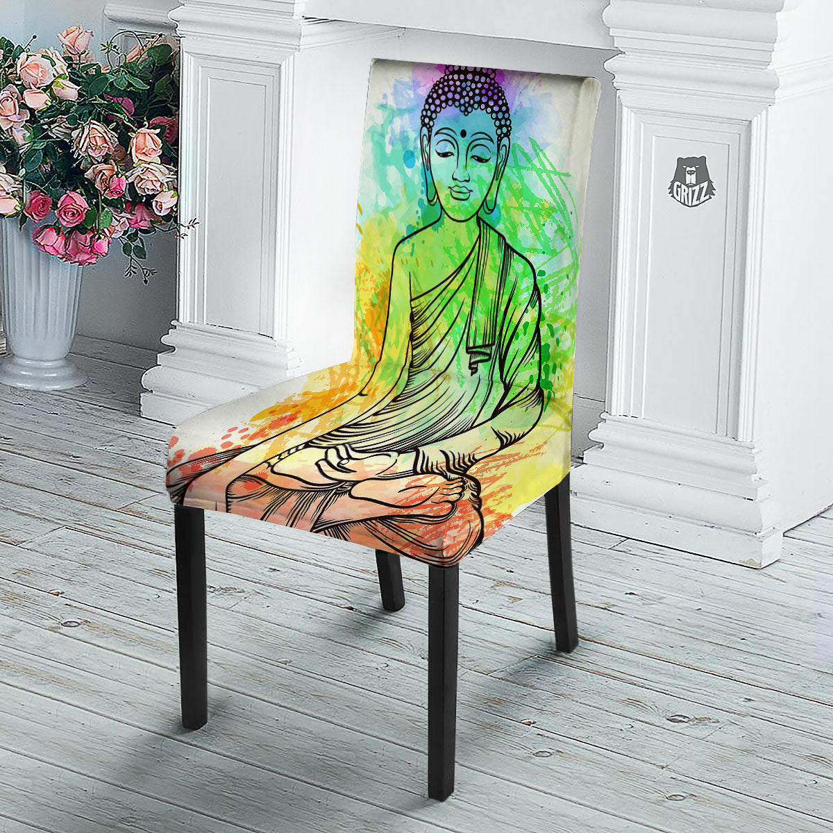 Buddha Reggae Print Dining Chair Slipcover-grizzshop