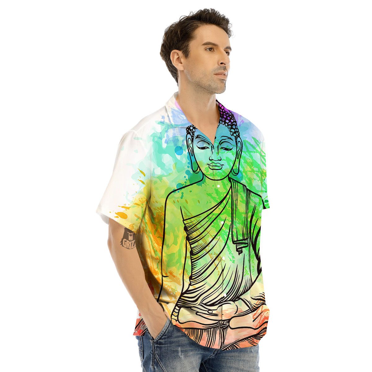 Buddha Reggae Print Men's Hawaiian Shirt-grizzshop