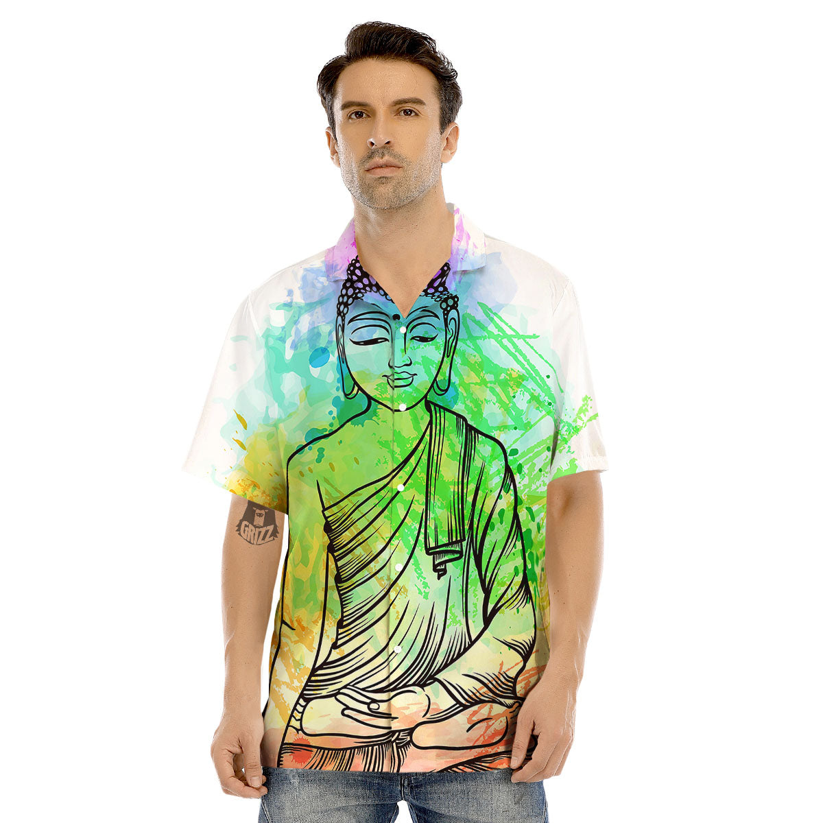 Buddha Reggae Print Men's Hawaiian Shirt-grizzshop