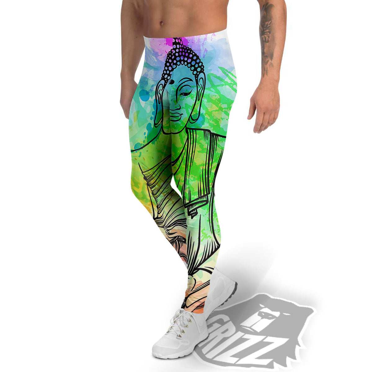 Buddha Reggae Print Men's Leggings-grizzshop