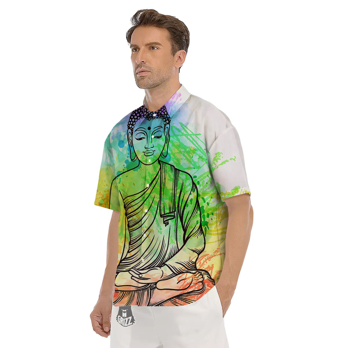 Buddha Reggae Print Men's Short Sleeve Shirts-grizzshop