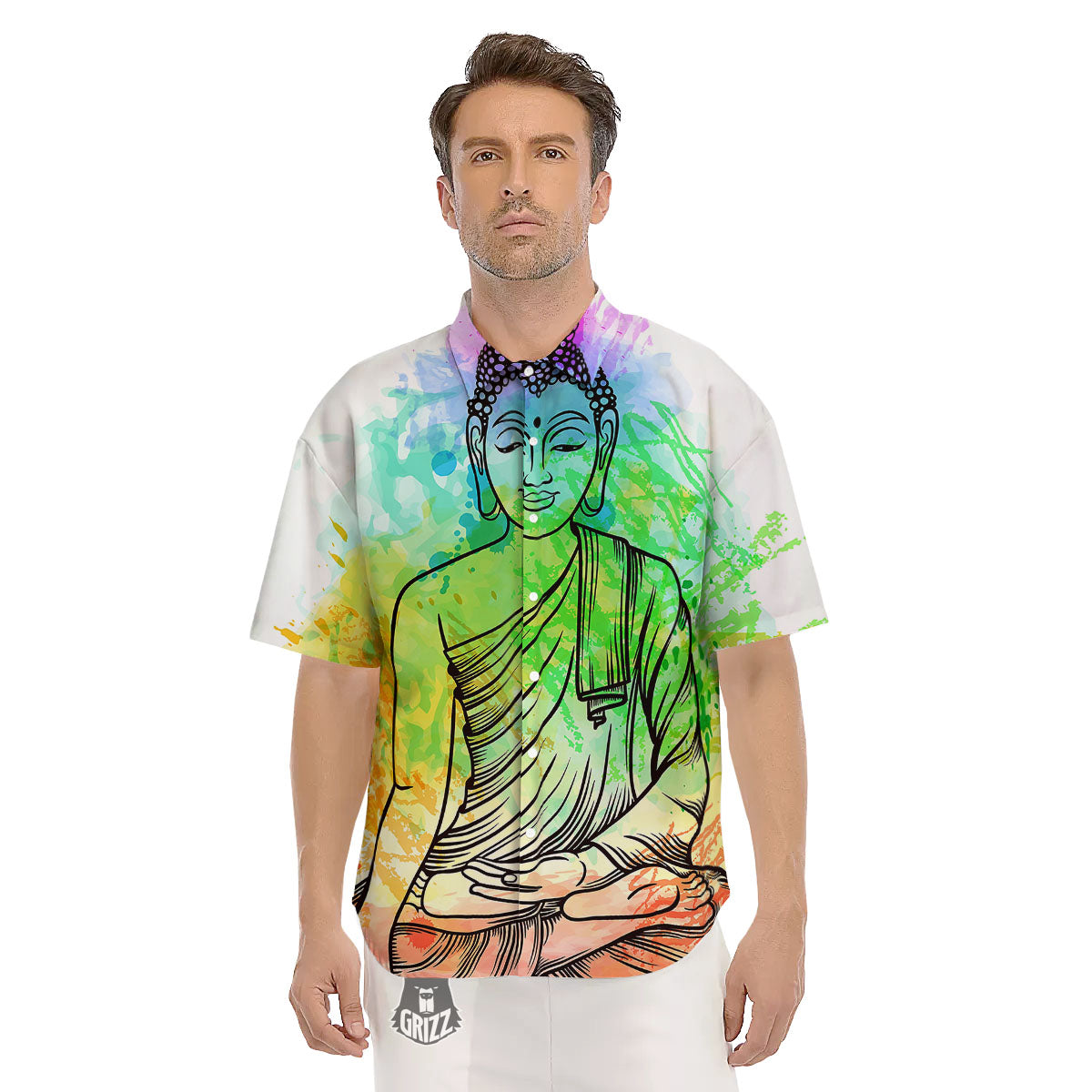 Buddha Reggae Print Men's Short Sleeve Shirts-grizzshop