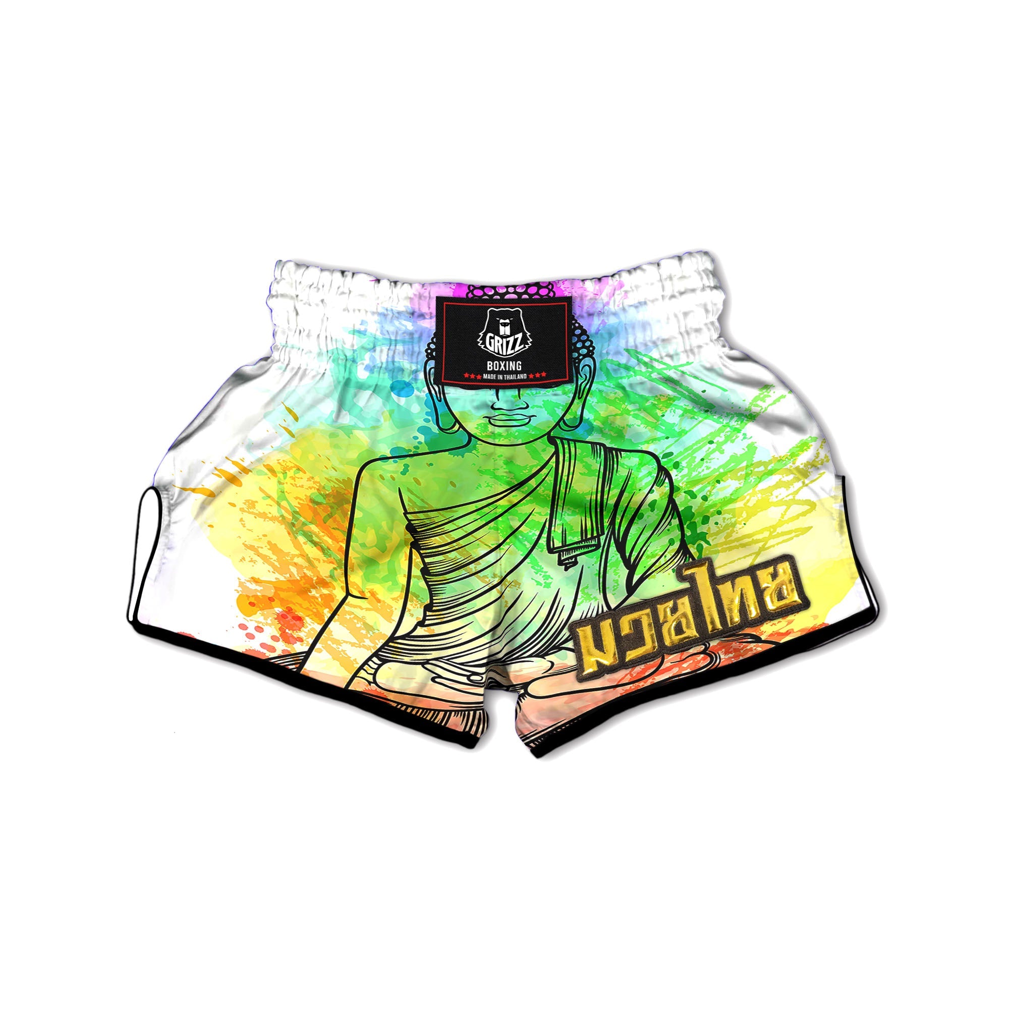 Buddha Reggae Print Muay Thai Boxing Shorts-grizzshop