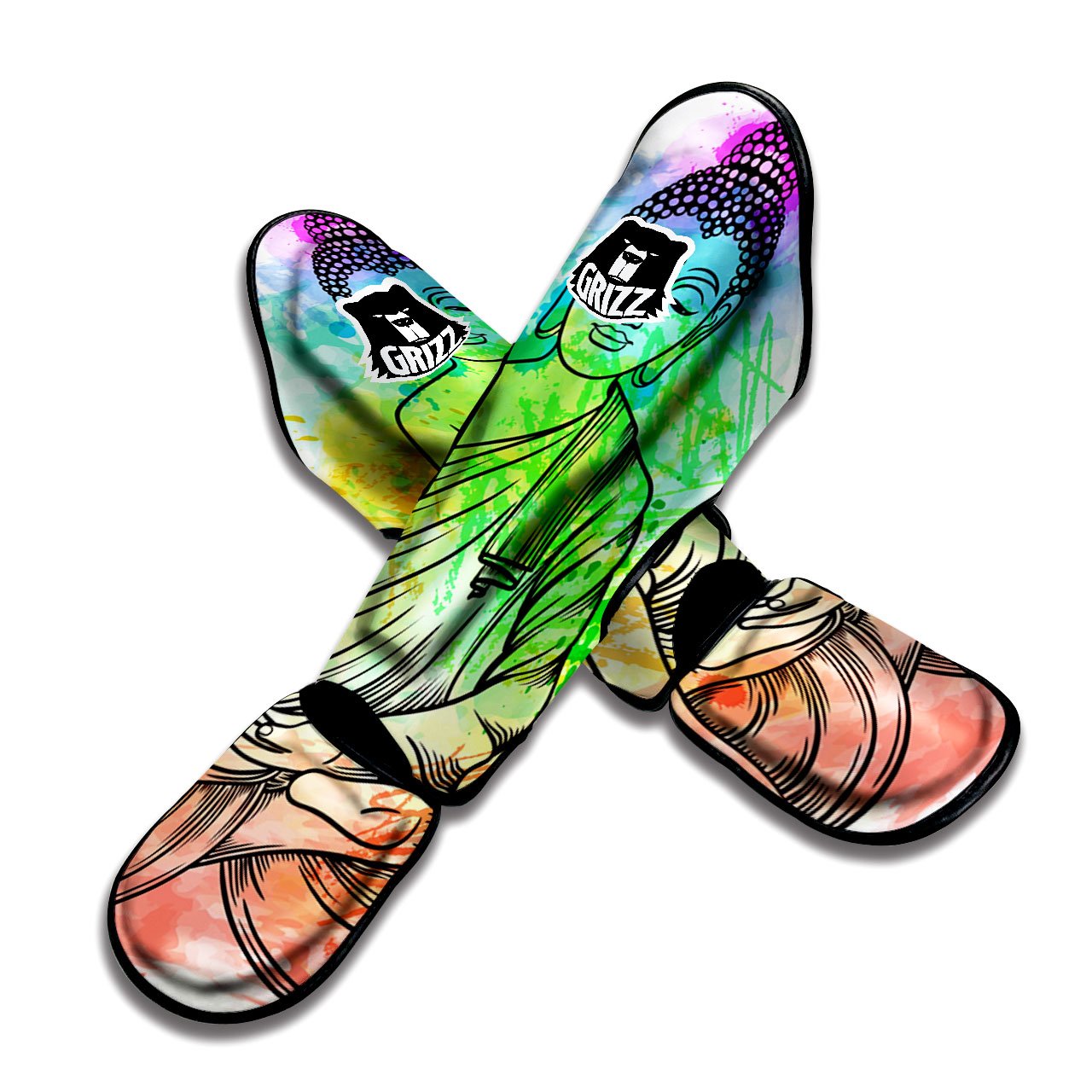 Buddha Reggae Print Muay Thai Shin Guards-grizzshop