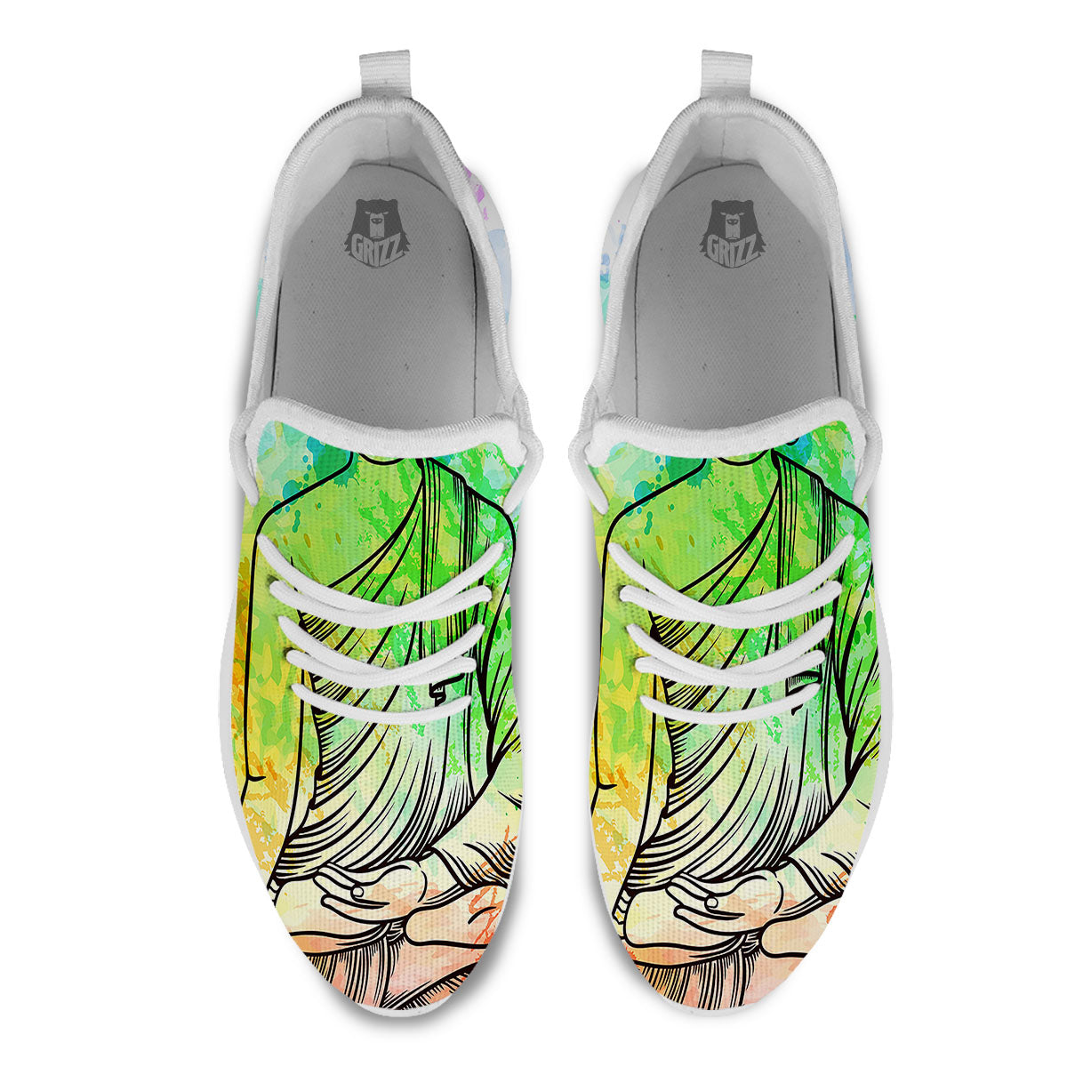 Buddha Reggae Print White Athletic Shoes-grizzshop