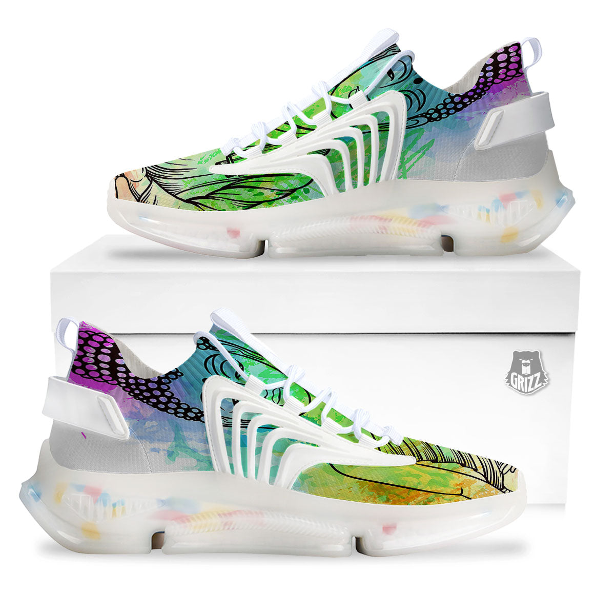 Buddha Reggae Print White Gym Shoes-grizzshop