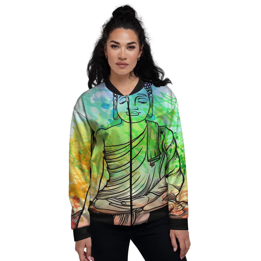 Buddha Reggae Print Women's Bomber Jacket-grizzshop
