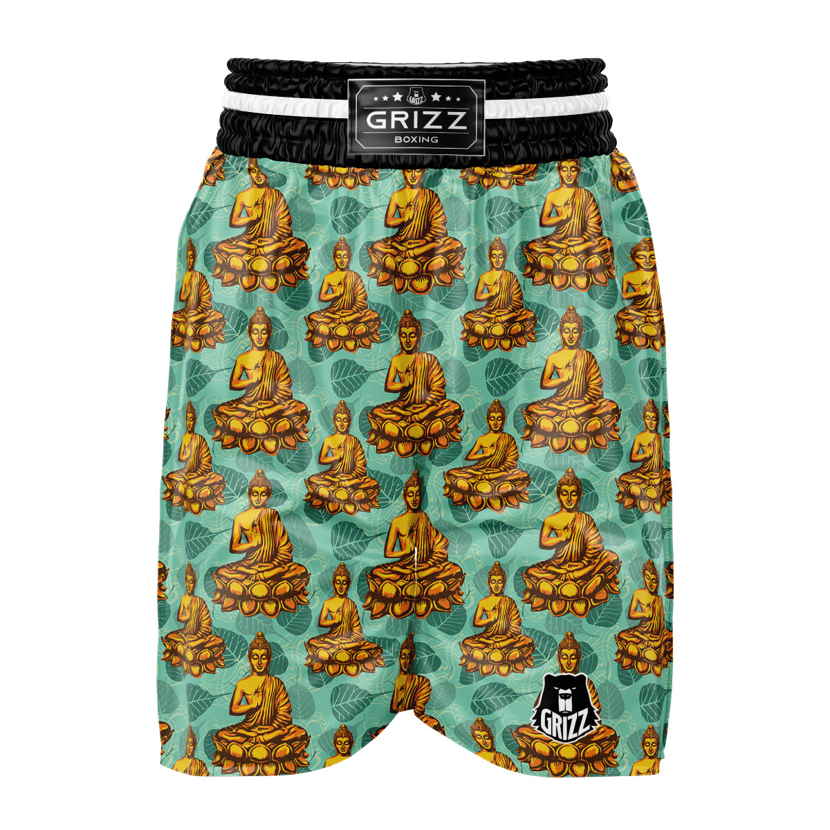 Buddha Sits On The Leaf Print Pattern Boxing Shorts-grizzshop