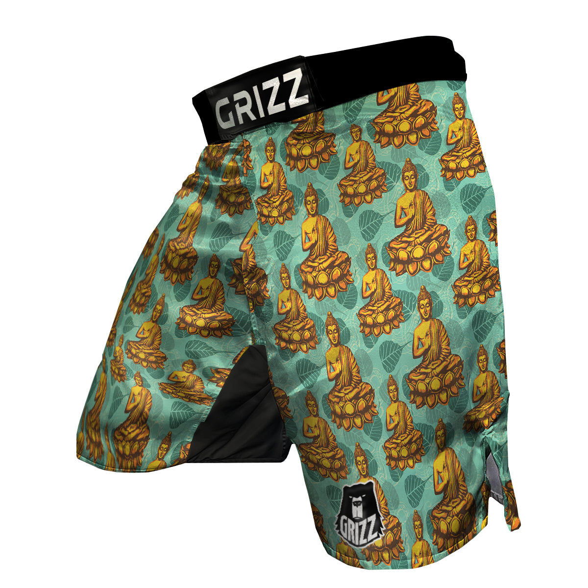 Buddha Sits On The Leaf Print Pattern MMA Shorts-grizzshop