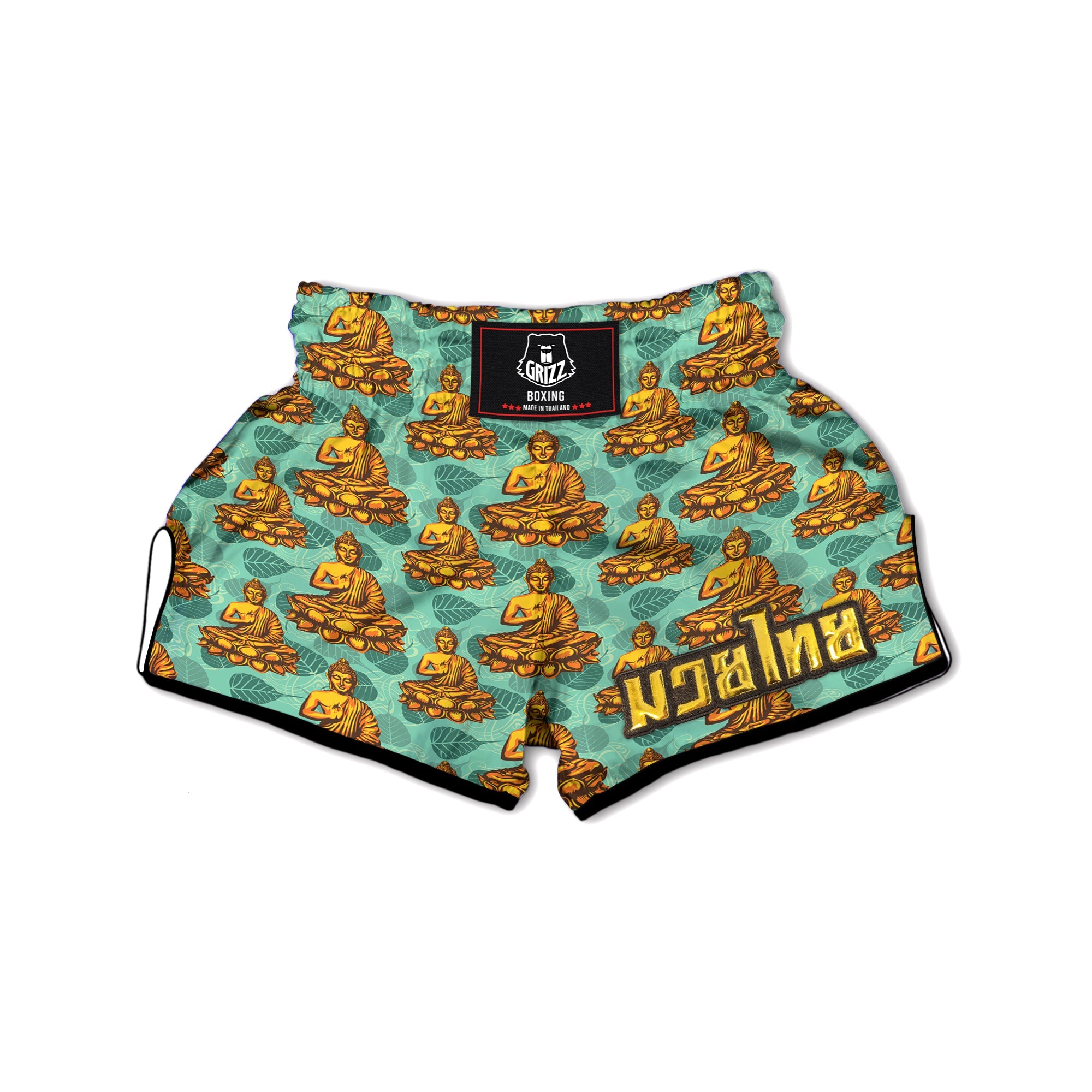 Buddha Sits On The Leaf Print Pattern Muay Thai Boxing Shorts-grizzshop