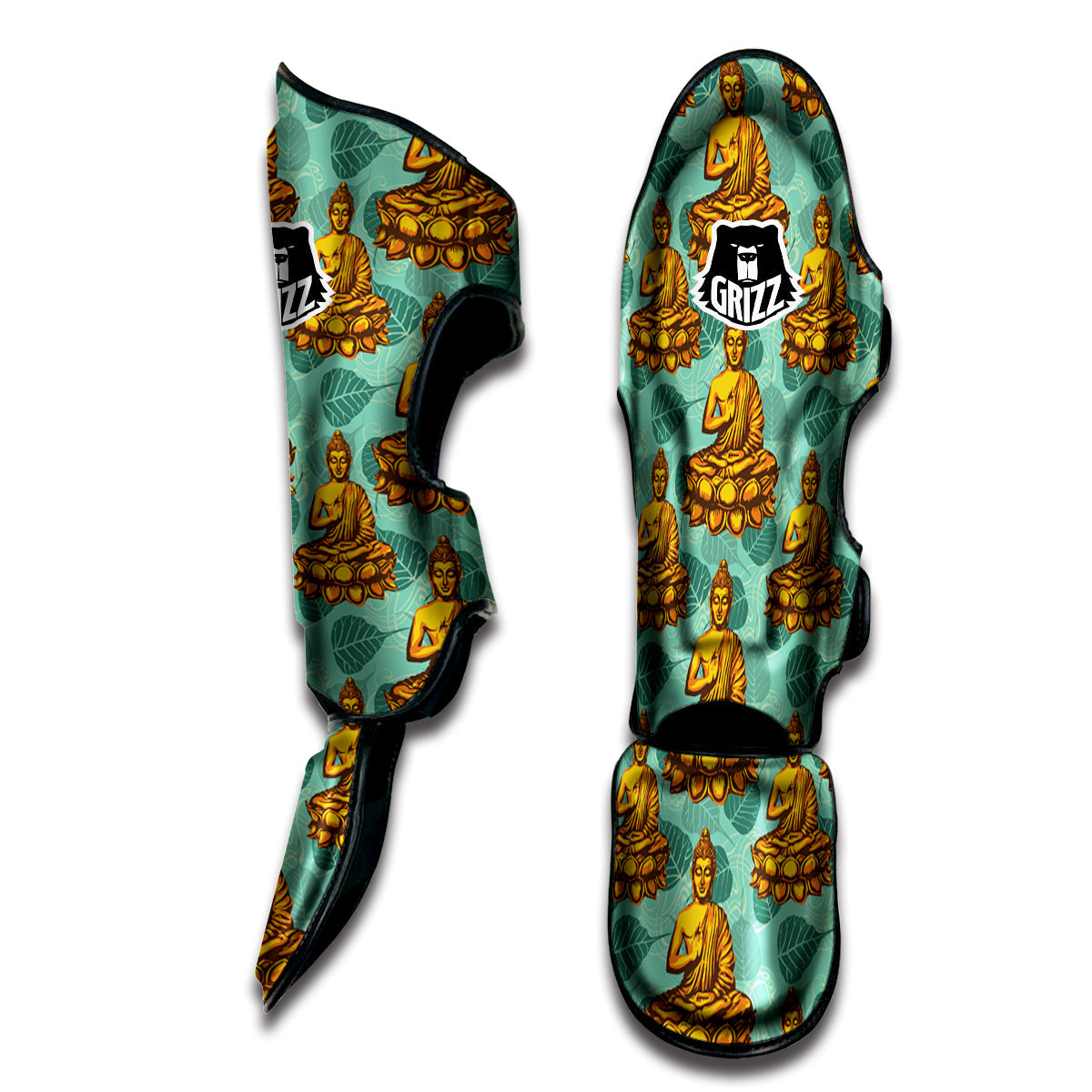 Buddha Sits On The Leaf Print Pattern Muay Thai Shin Guards-grizzshop