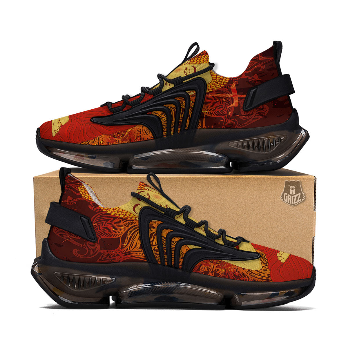 Buddha Statue Vintage Print Black Gym Shoes-grizzshop