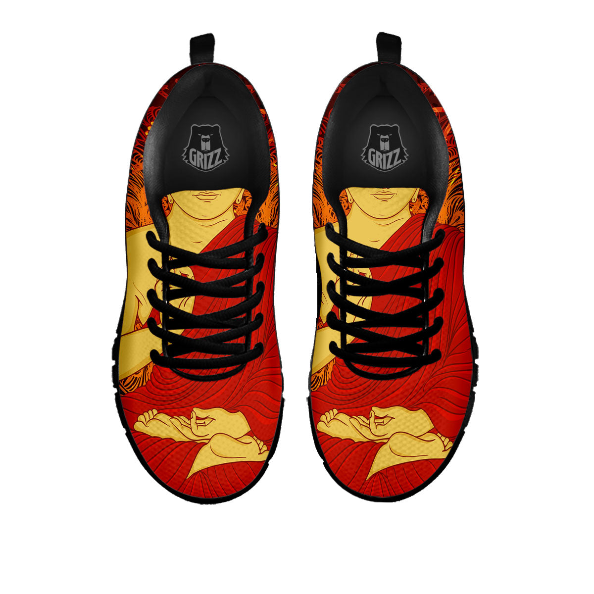 Buddha Statue Vintage Print Black Sneaker-grizzshop