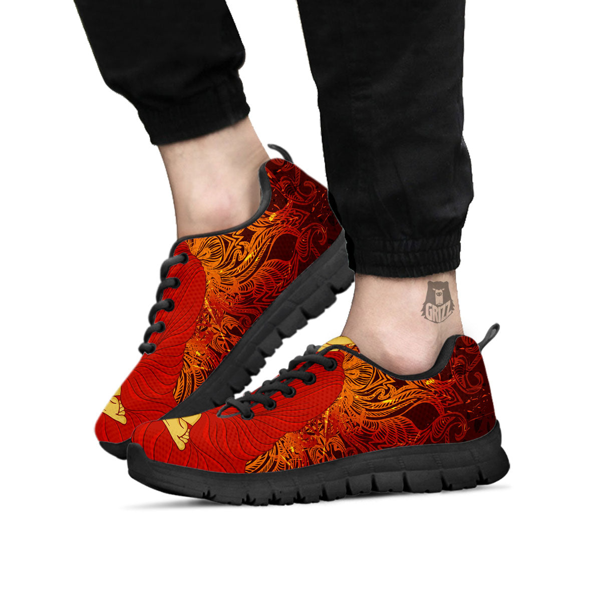 Buddha Statue Vintage Print Black Sneaker-grizzshop