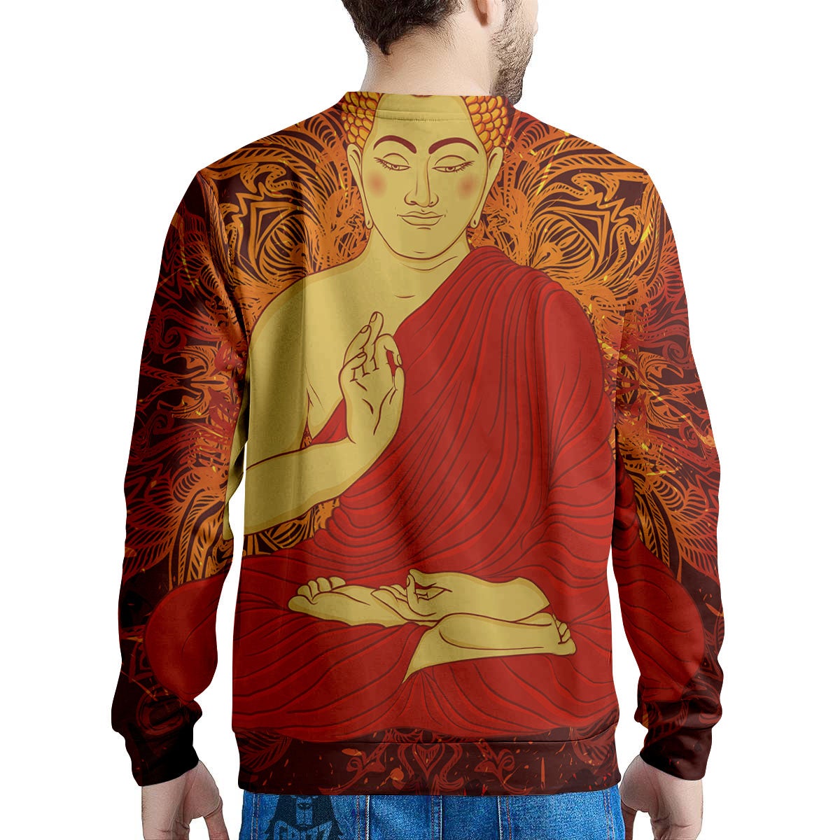 Buddha Statue Vintage Print Men's Sweatshirt-grizzshop