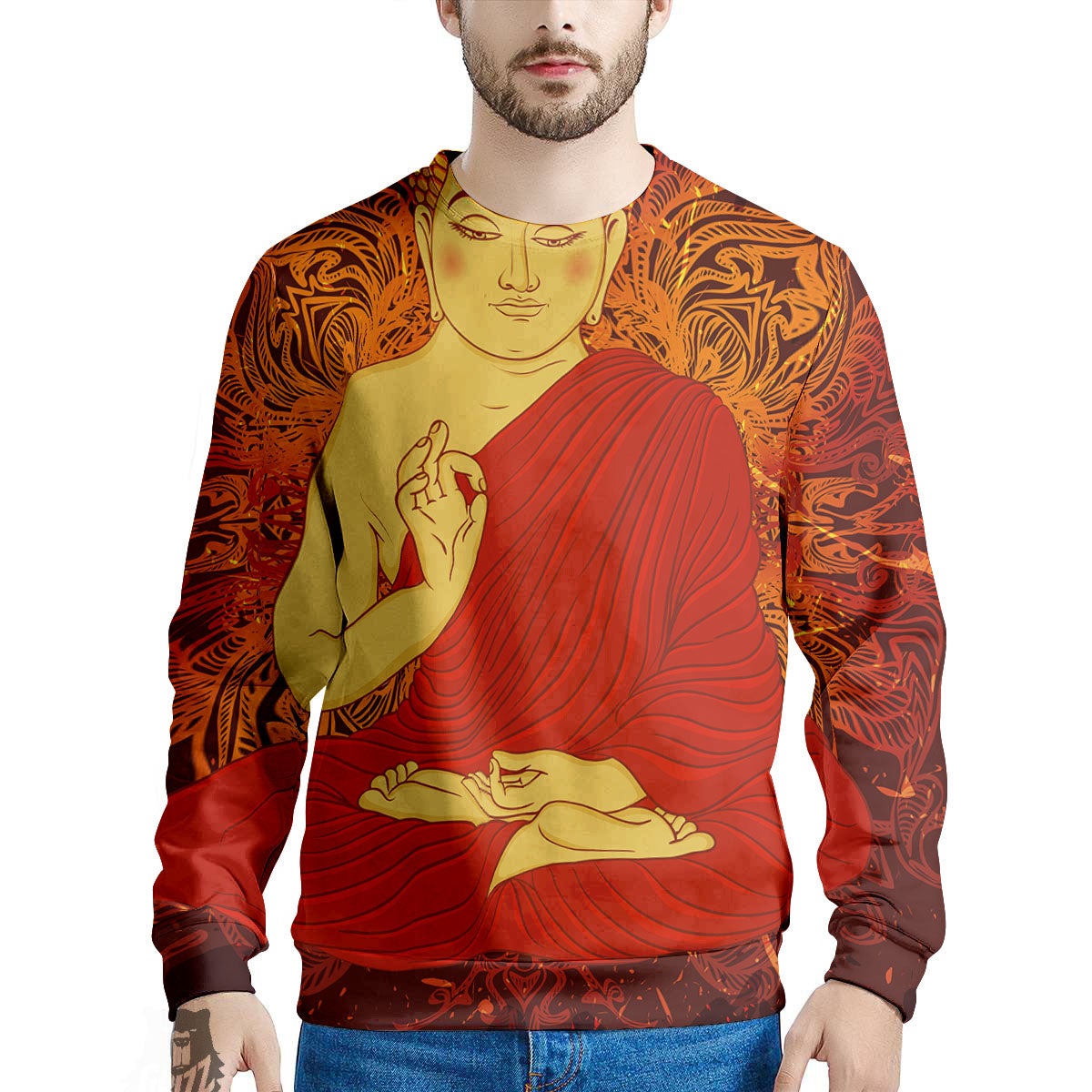 Buddha Statue Vintage Print Men's Sweatshirt-grizzshop