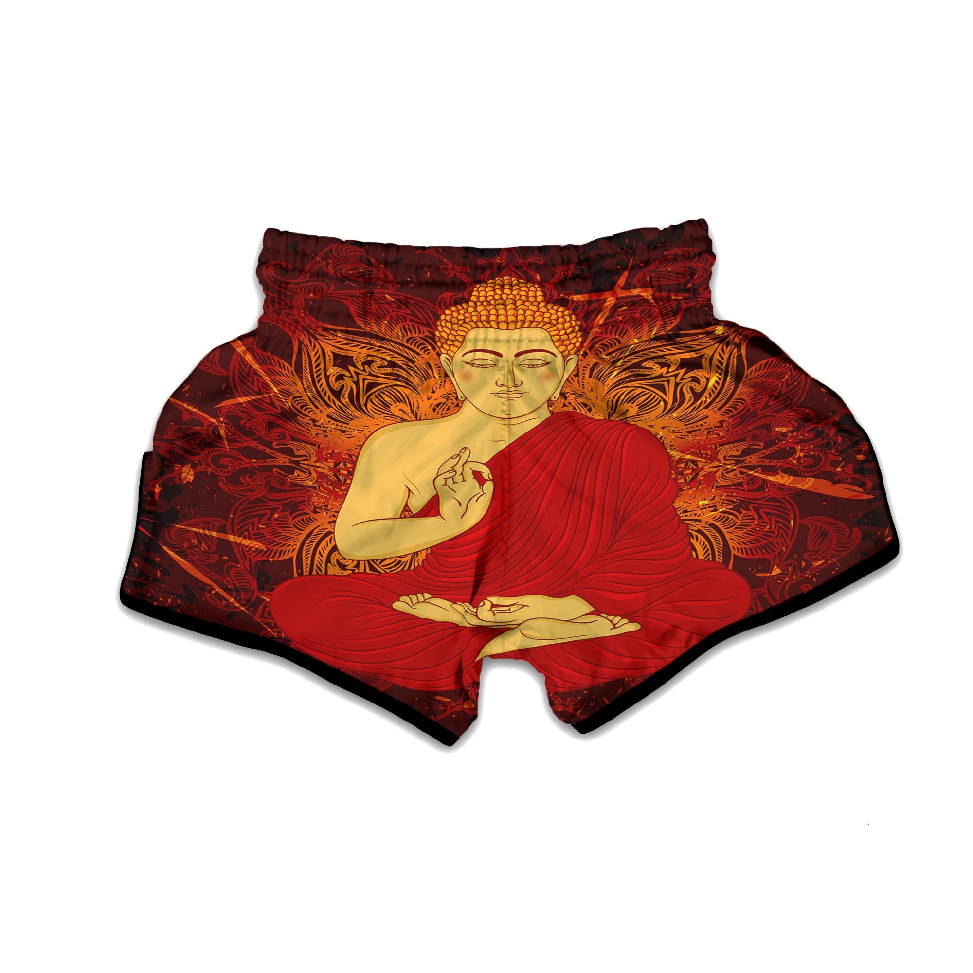 Buddha Statue Vintage Print Muay Thai Boxing Shorts-grizzshop