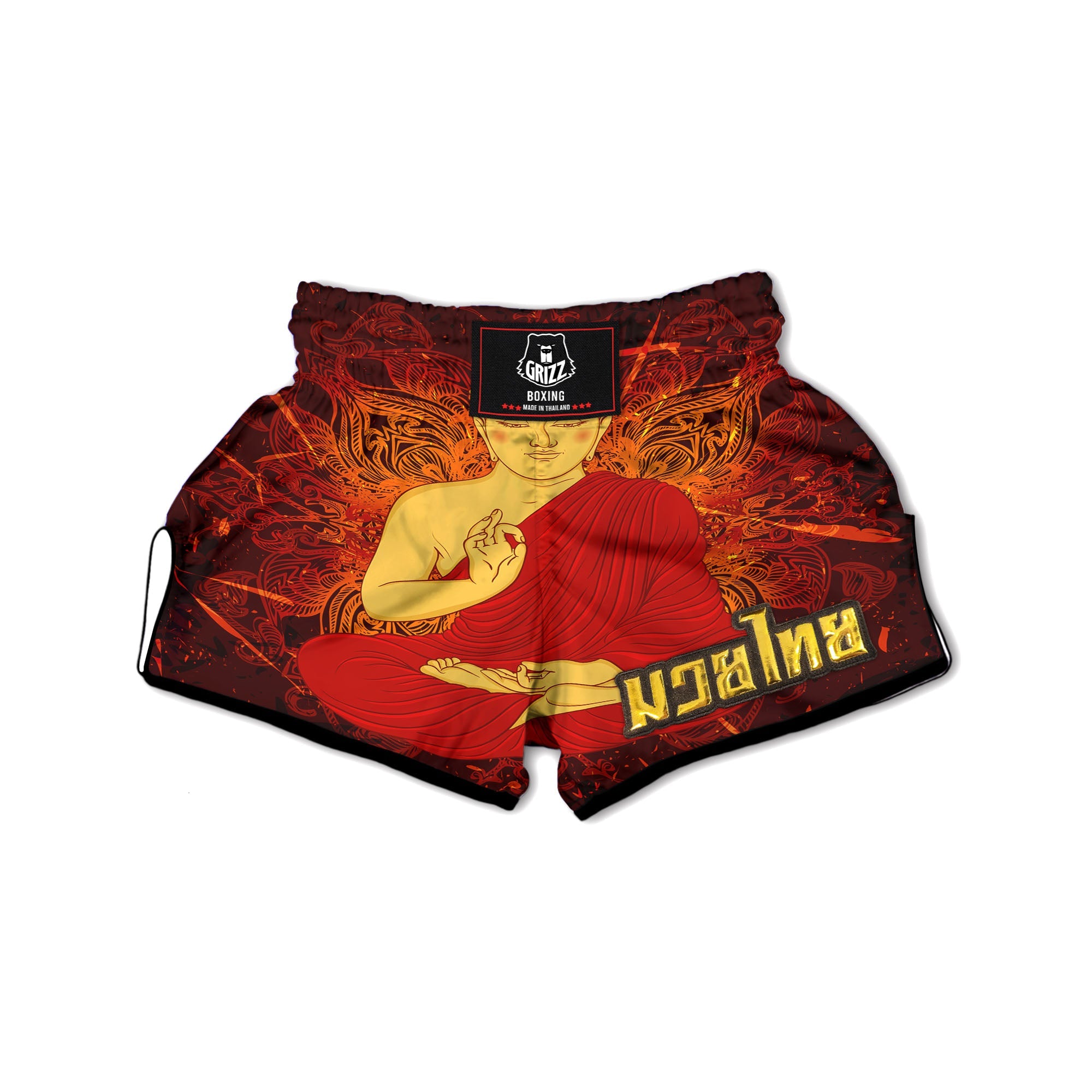 Buddha Statue Vintage Print Muay Thai Boxing Shorts-grizzshop