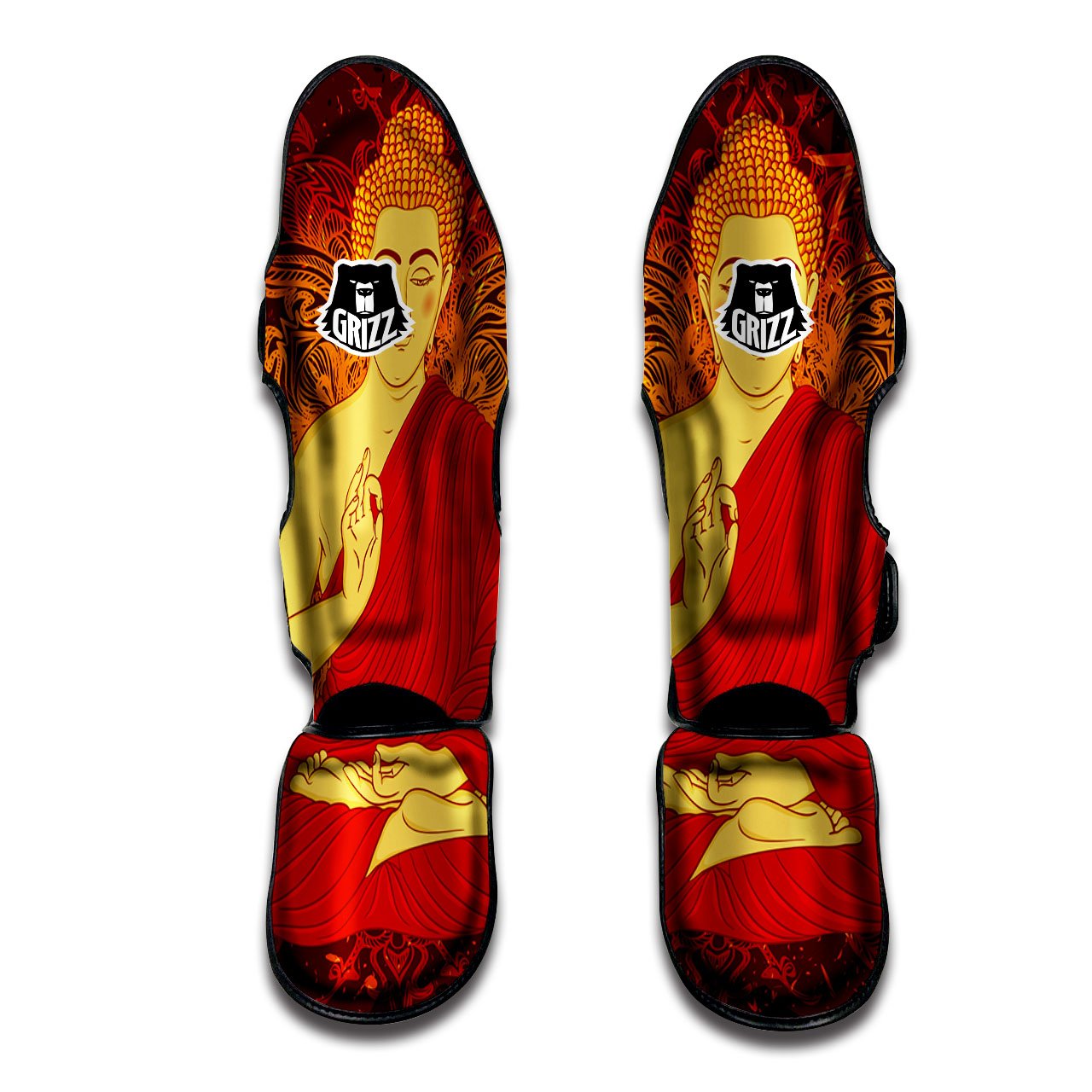 Buddha Statue Vintage Print Muay Thai Shin Guards-grizzshop