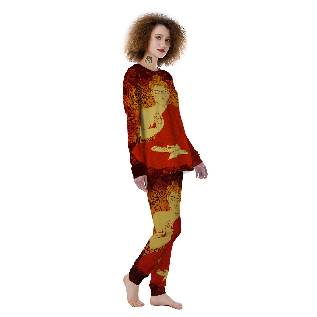 Buddha Statue Vintage Print Women's Pajamas-grizzshop