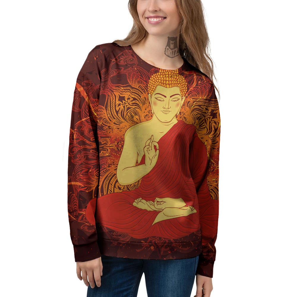 Buddha Statue Vintage Print Women's Sweatshirt-grizzshop