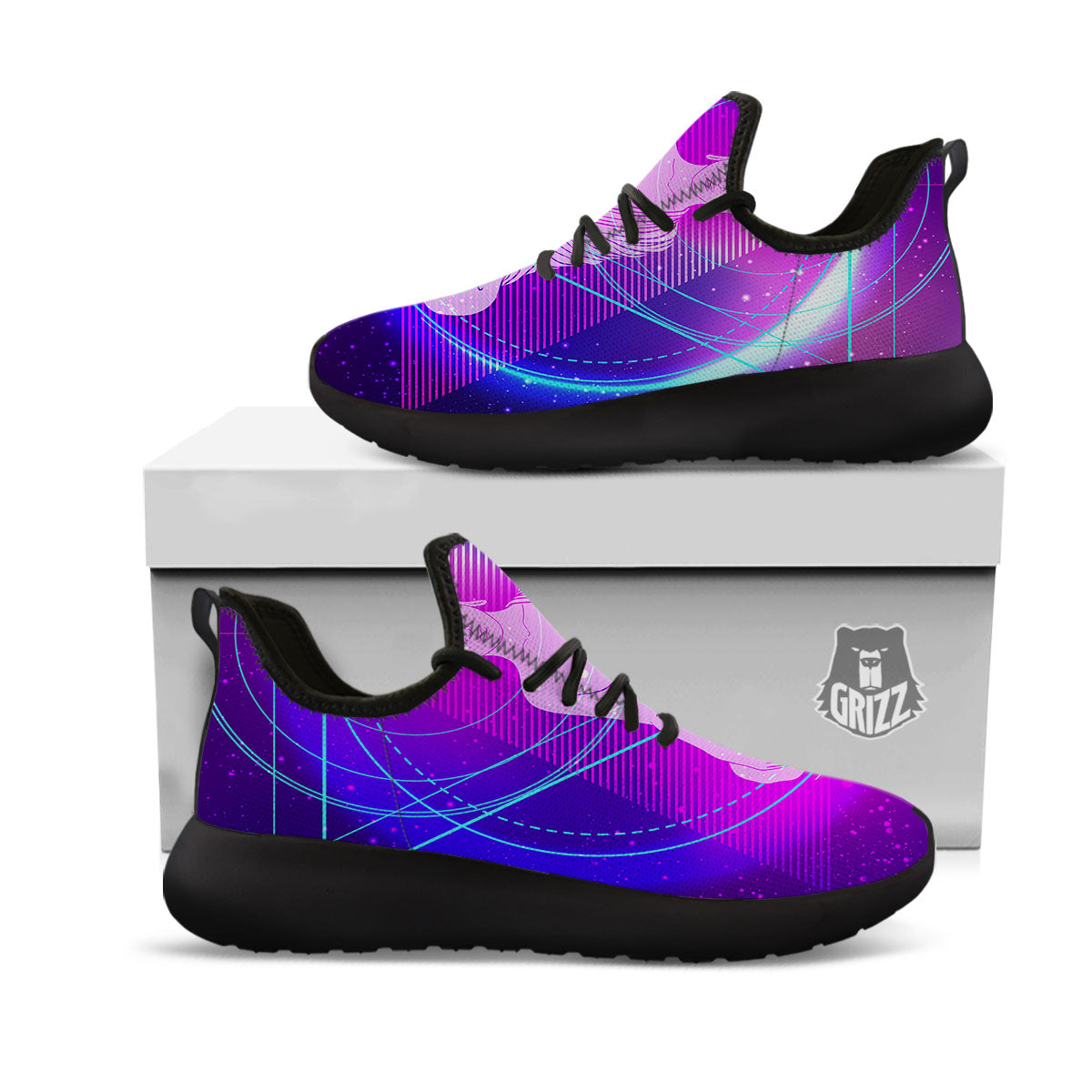 Buddha Teal And Purple Print Black Athletic Shoes-grizzshop