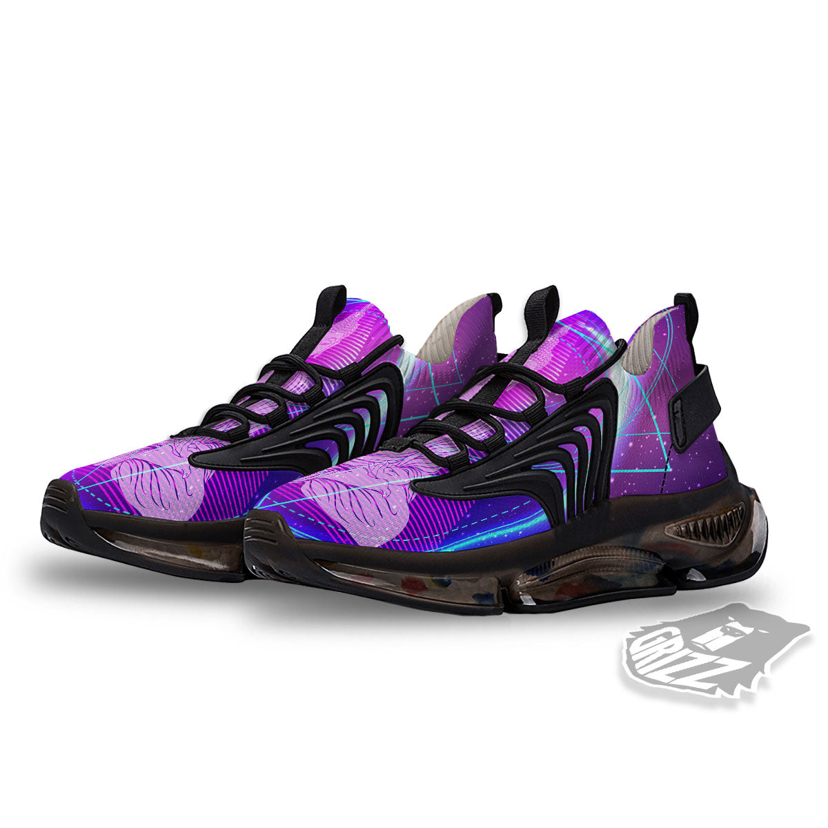 Buddha Teal And Purple Print Black Gym Shoes-grizzshop