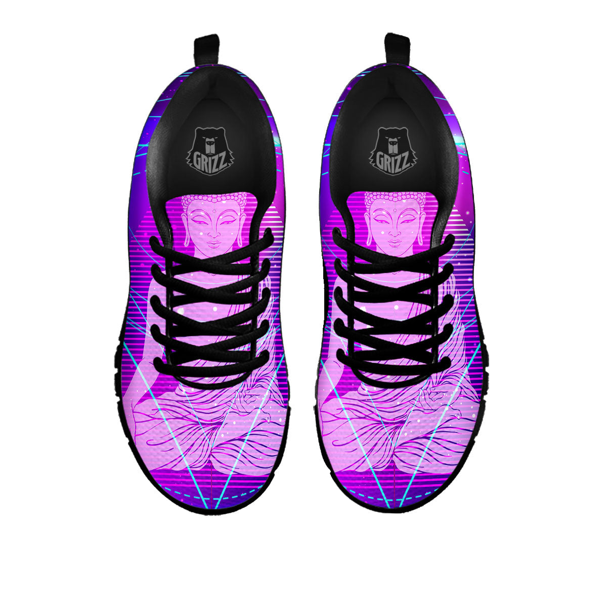 Buddha Teal And Purple Print Black Sneaker-grizzshop