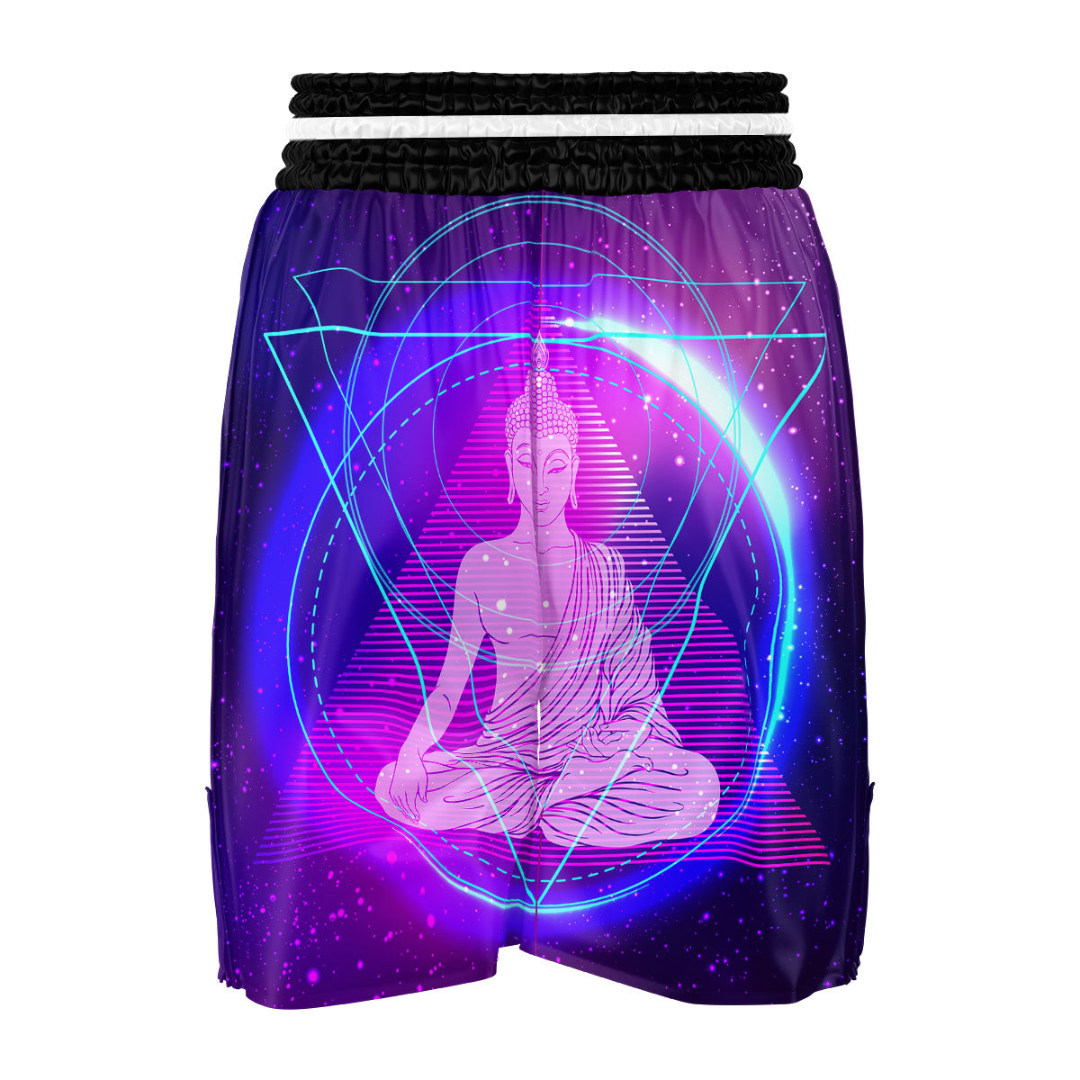 Buddha Teal And Purple Print Boxing Shorts-grizzshop