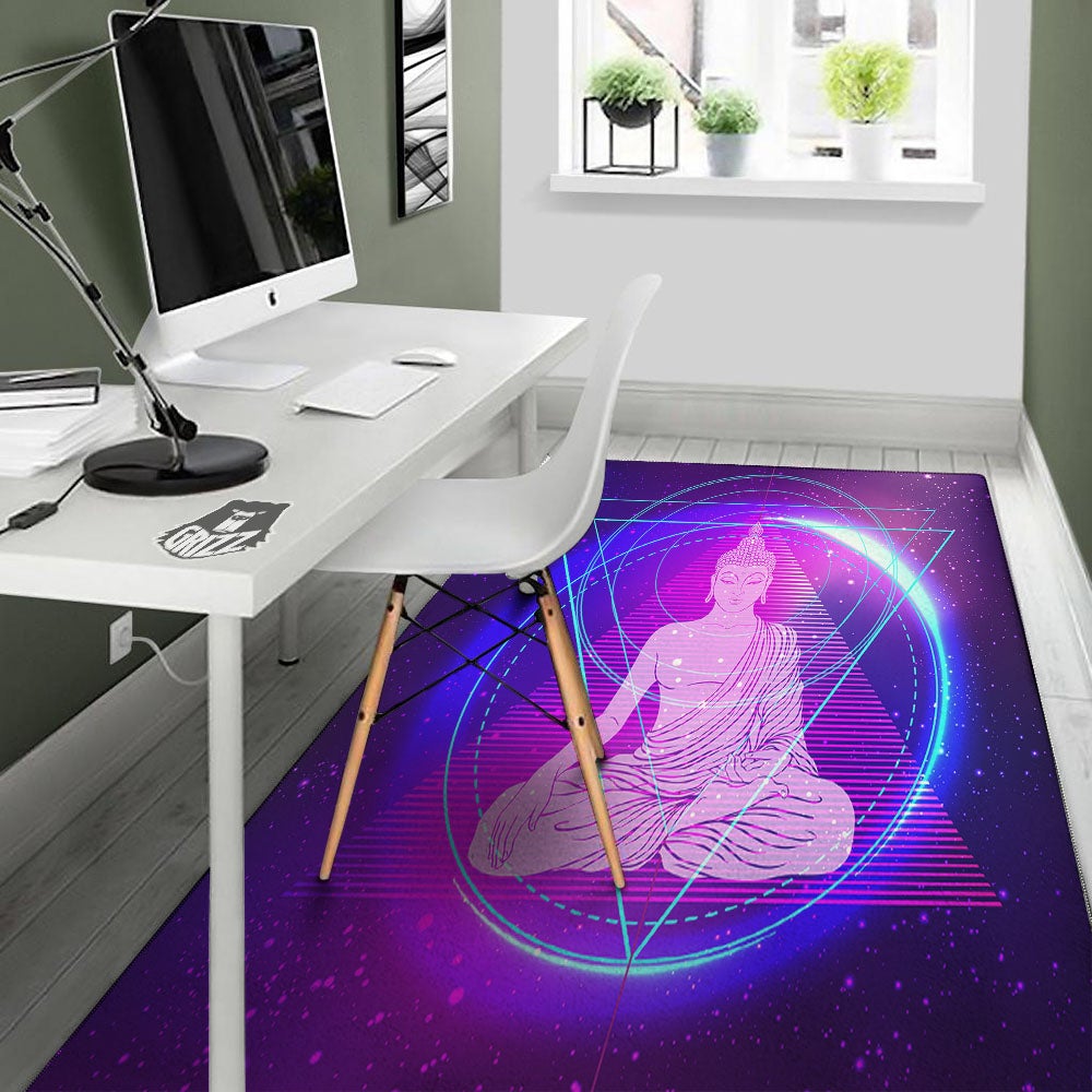 Buddha Teal And Purple Print Floor Mat-grizzshop