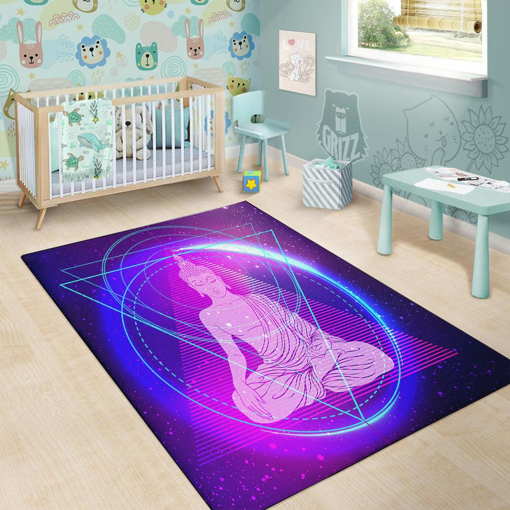 Buddha Teal And Purple Print Floor Mat-grizzshop