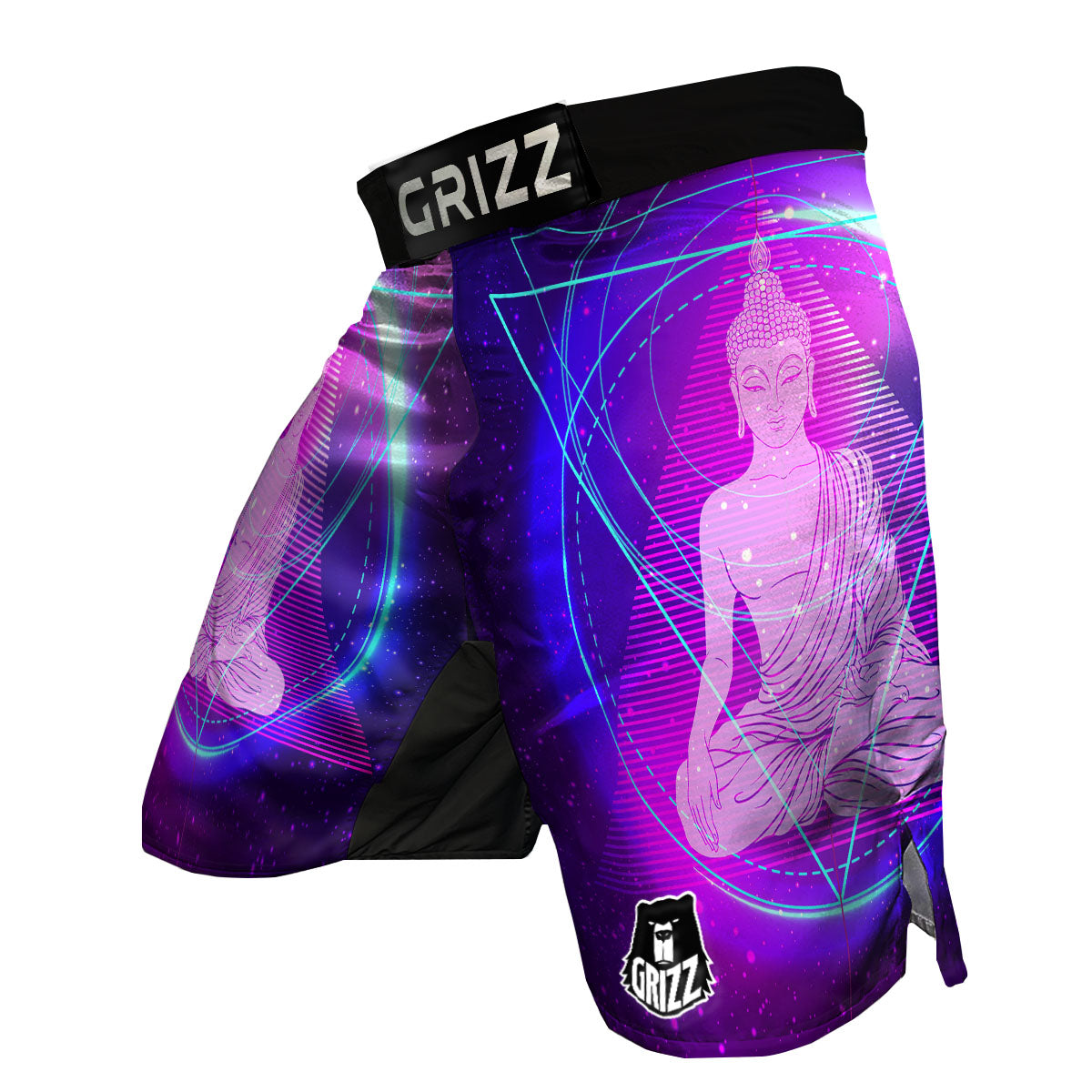 Buddha Teal And Purple Print MMA Shorts-grizzshop