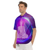 Buddha Teal And Purple Print Men's Short Sleeve Shirts-grizzshop