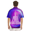 Buddha Teal And Purple Print Men's Short Sleeve Shirts-grizzshop