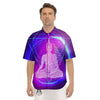 Buddha Teal And Purple Print Men's Short Sleeve Shirts-grizzshop