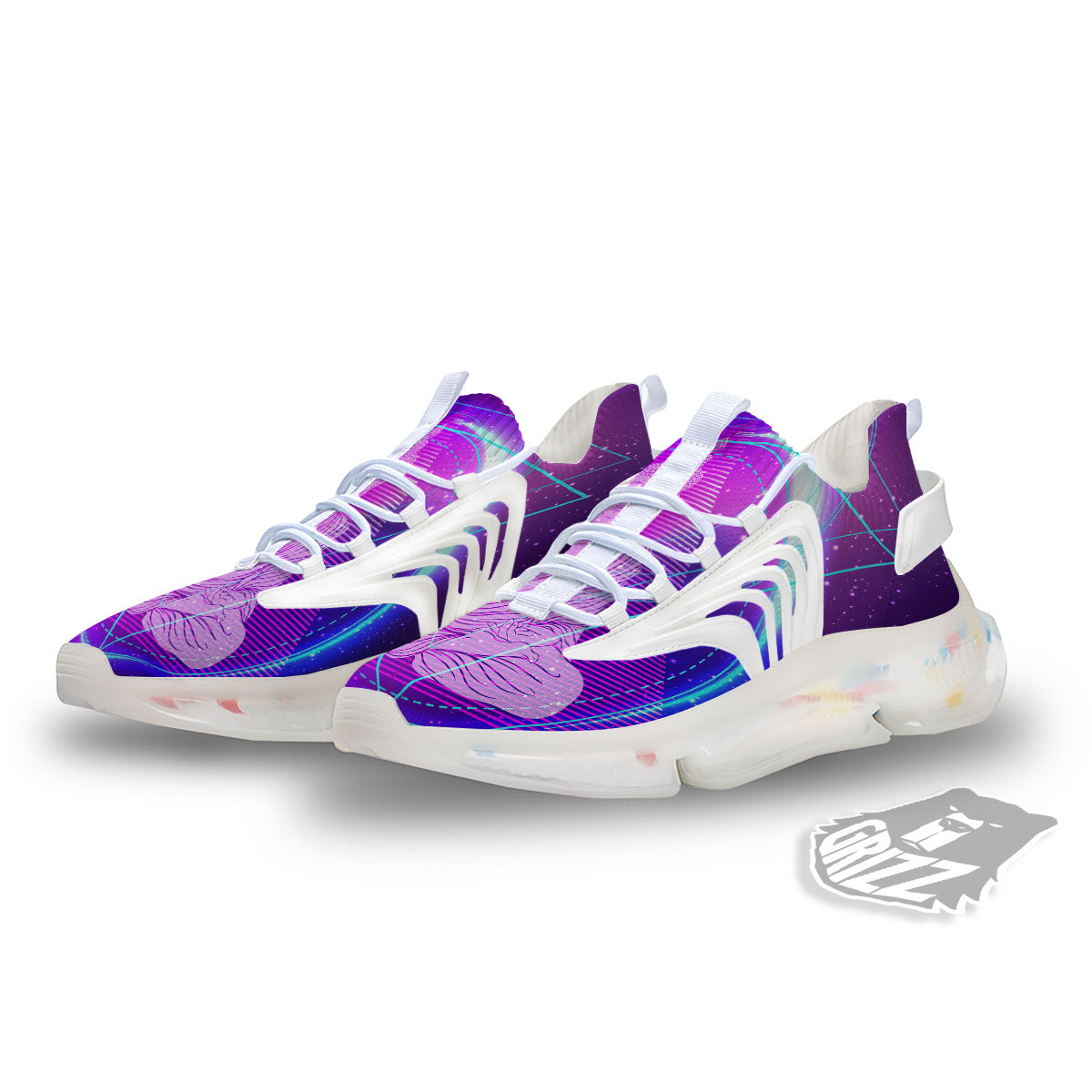 Buddha Teal And Purple Print White Gym Shoes-grizzshop