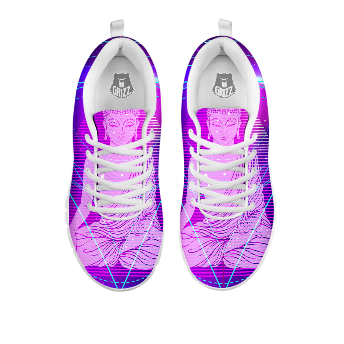 Buddha Teal And Purple Print White Sneaker-grizzshop