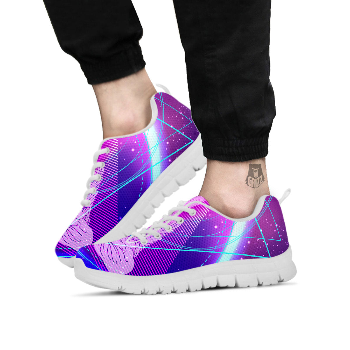 Buddha Teal And Purple Print White Sneaker-grizzshop