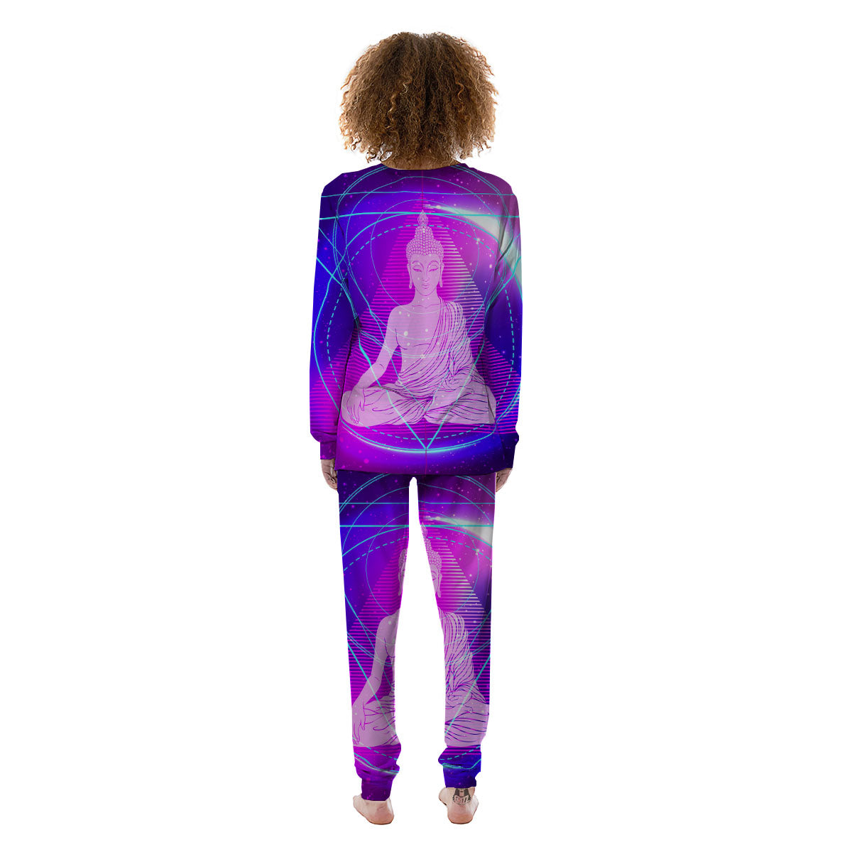 Buddha Teal And Purple Print Women's Pajamas-grizzshop