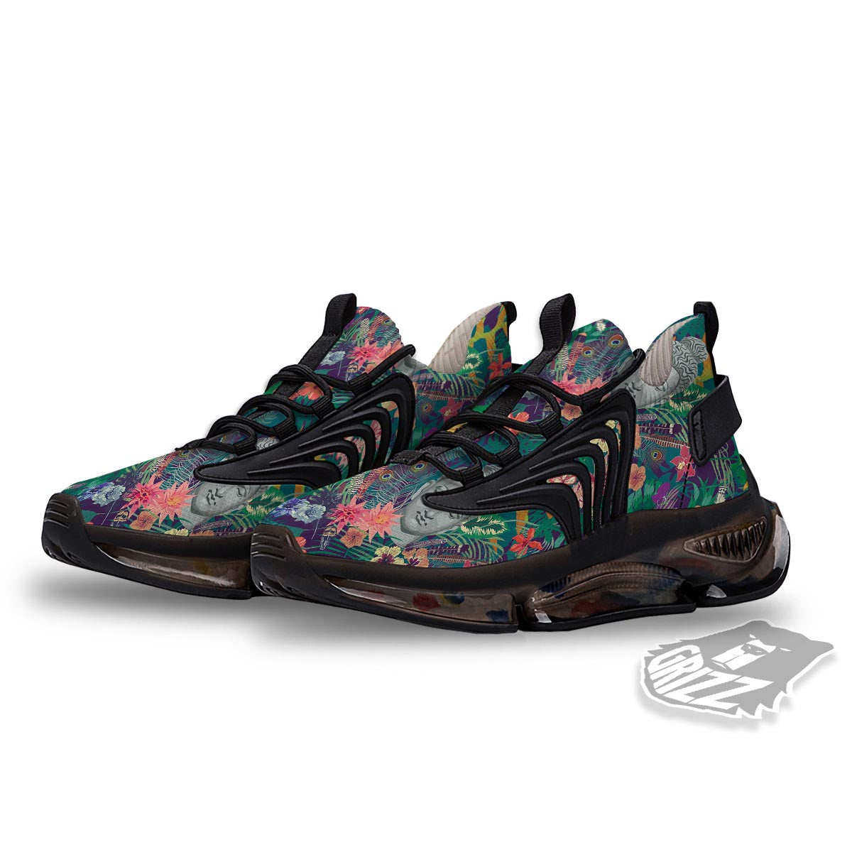Buddha Tropical Print Pattern Black Gym Shoes-grizzshop
