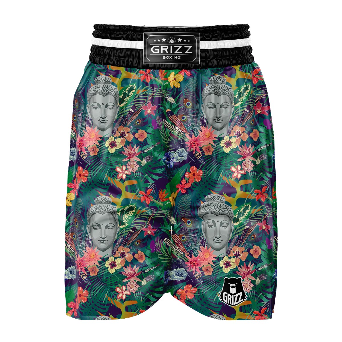 Buddha Tropical Print Pattern Boxing Shorts-grizzshop