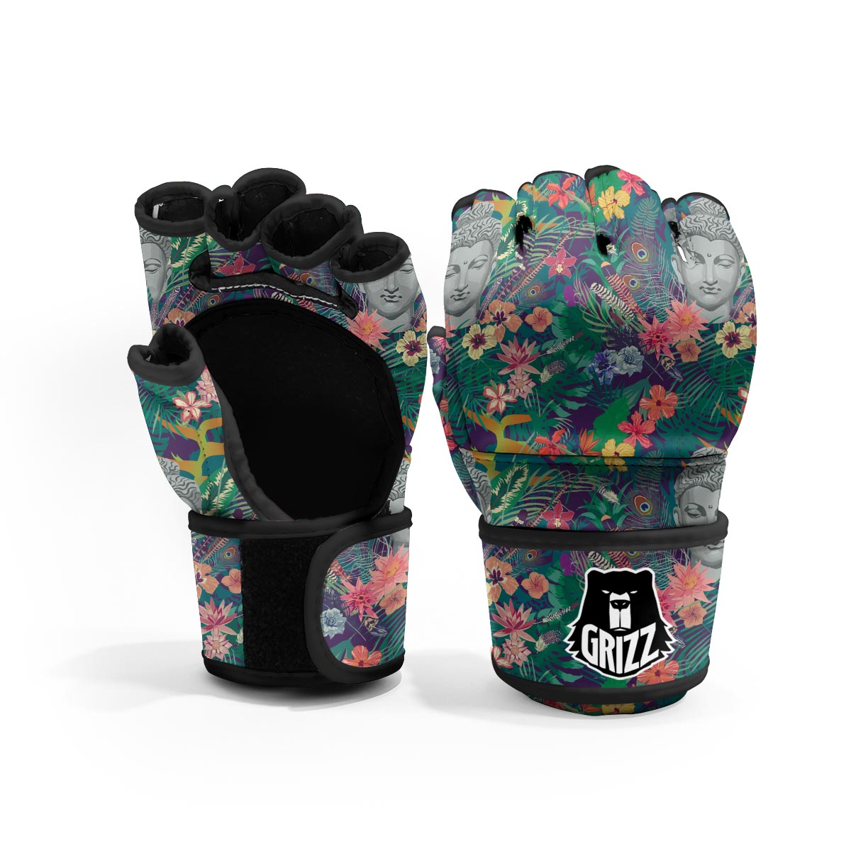 Buddha Tropical Print Pattern MMA Gloves-grizzshop