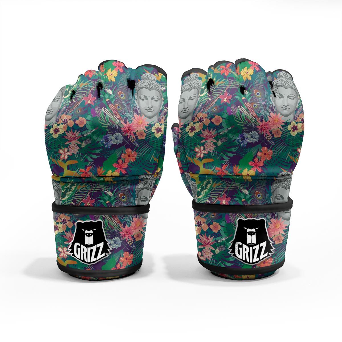 Buddha Tropical Print Pattern MMA Gloves-grizzshop