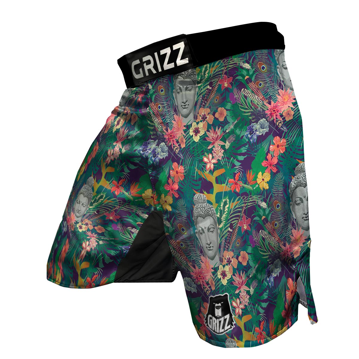 Buddha Tropical Print Pattern MMA Shorts-grizzshop