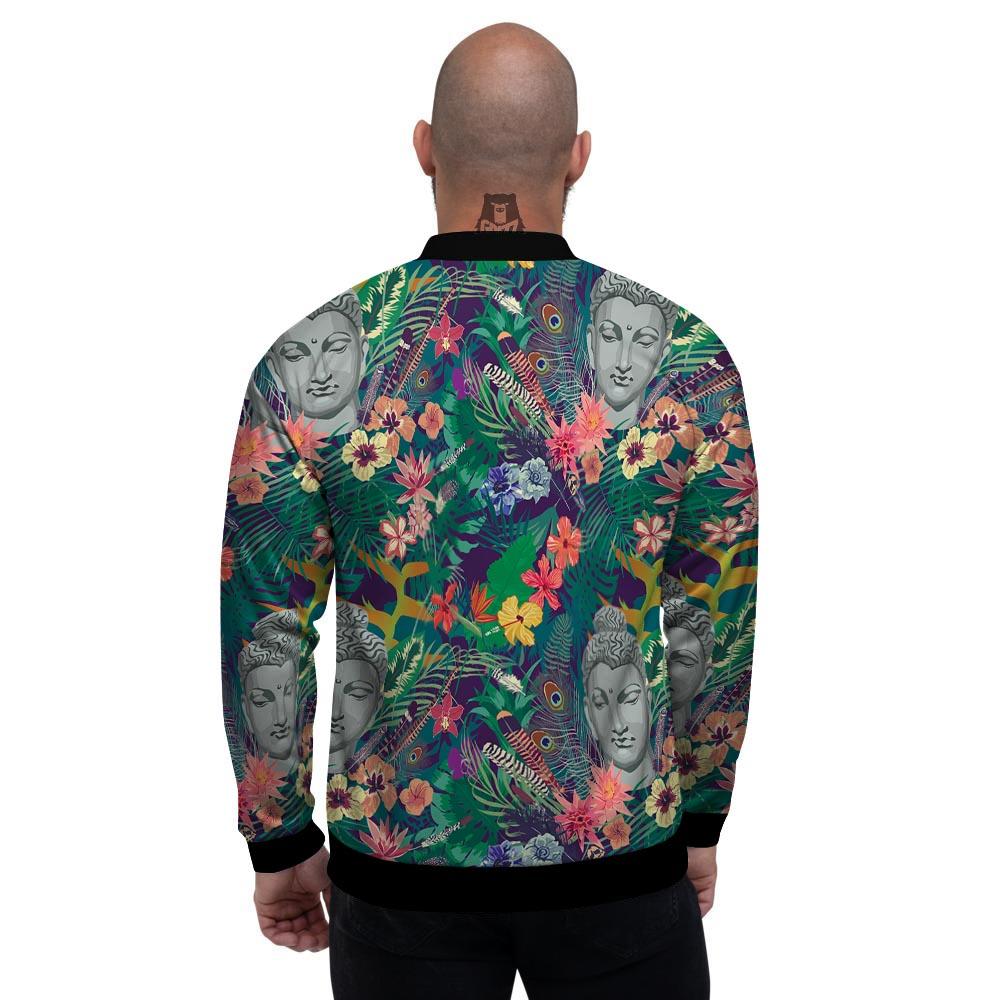 Buddha Tropical Print Pattern Men's Bomber Jacket-grizzshop