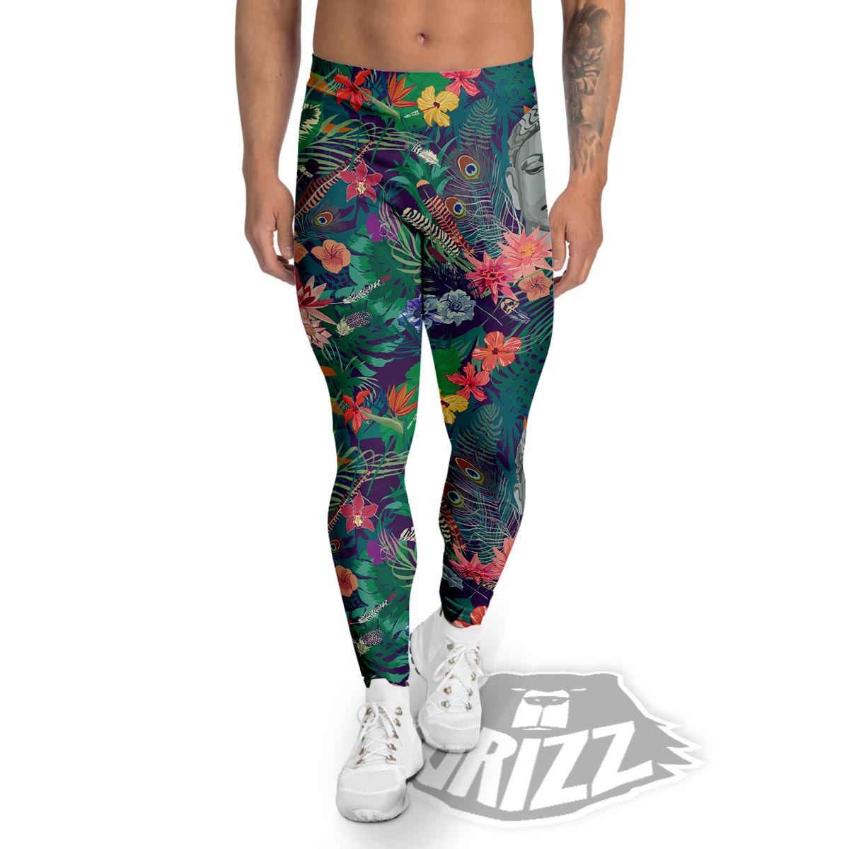 Buddha Tropical Print Pattern Men's Leggings-grizzshop